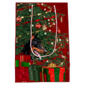 （犬）ドーベルマン・ピンシェルのクリスマス ミディアムペーパーバッグ (裏面)