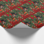 （犬）ドーベルマン・ピンシェルのクリスマス ラッピングペーパー (角)
