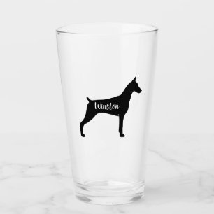 (犬)ドーベルマン・ピンシェルのシルエットのDobe犬のカスタム タンブラーグラス