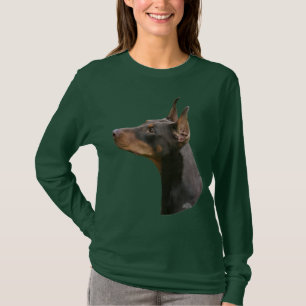 (犬)ドーベルマン・ピンシェルのヘッド赤いですか茶色 Tシャツ