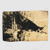 （犬）ドーベルマン・ピンシェルのヴィンテージの古い写真 ゴルフタオル (横)