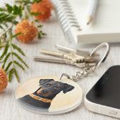 （犬）ドーベルマン・ピンシェルの絵画オリジナル キーホルダー (正面右)