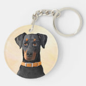 （犬）ドーベルマン・ピンシェルの絵画オリジナル キーホルダー (裏面)
