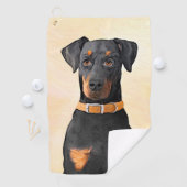 （犬）ドーベルマン・ピンシェルの絵画オリジナル ゴルフタオル (インサイチュ)