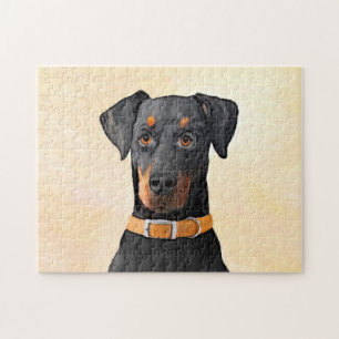 (犬)ドーベルマン・ピンシェルの絵画オリジナル ジグソーパズル