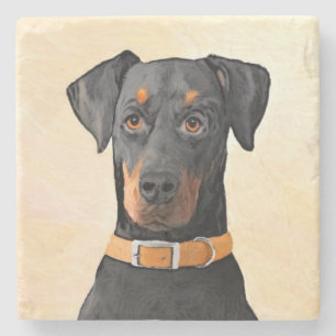 (犬)ドーベルマン・ピンシェルの絵画オリジナル ストーンコースター