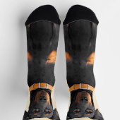 (犬)ドーベルマン・ピンシェルの絵画オリジナル ソックス (上部)