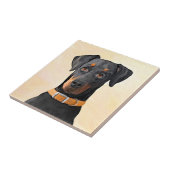 （犬）ドーベルマン・ピンシェルの絵画オリジナル タイル (側面)