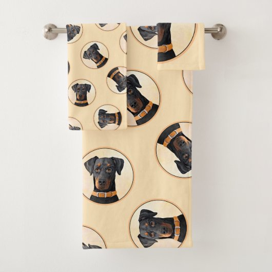 （犬）ドーベルマン・ピンシェルの絵画オリジナル バスタオルセット (インサイチュ)