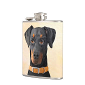 （犬）ドーベルマン・ピンシェルの絵画オリジナル フラスク (左)