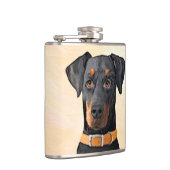 （犬）ドーベルマン・ピンシェルの絵画オリジナル フラスク (右)