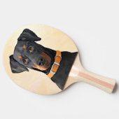 （犬）ドーベルマン・ピンシェルの絵画オリジナル 卓球ラケット (横)