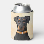 (犬)ドーベルマン・ピンシェルの絵画オリジナル 缶クーラー (缶正面)