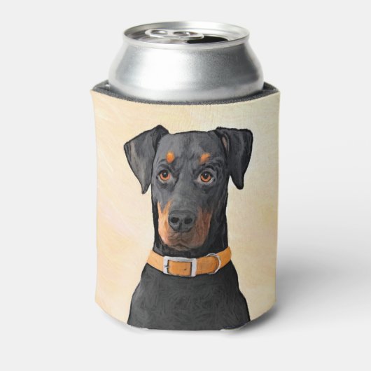 (犬)ドーベルマン・ピンシェルの絵画オリジナル 缶クーラー (缶裏面)