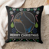 (犬)ドーベルマン・ピンシェルの醜いクリスマスセーター犬 クッション (ブランケット)