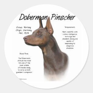 (犬)ドーベルマン・ピンシェルの(赤い)歴史のデザイン ラウンドシール