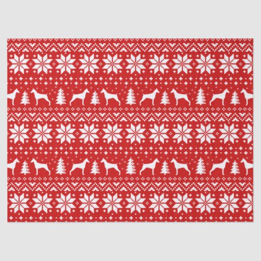 （犬）ドーベルマン・ピンシェルはクリスマスパターンのシルエットを描きます 薄葉紙 (正面)