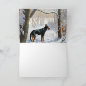 (犬)ドーベルマン・ピンシェルは雪のクリスマスを許す カード (内部)