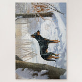 (犬)ドーベルマン・ピンシェルは雪のクリスマスを許す ジグソーパズル (縦)