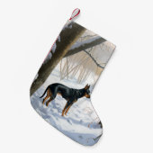 (犬)ドーベルマン・ピンシェルは雪のクリスマスを許す スモールクリスマスストッキング (正面 (吊り時))