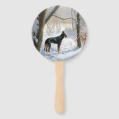 （犬）ドーベルマン・ピンシェルは雪のクリスマスを許す ハンドファン