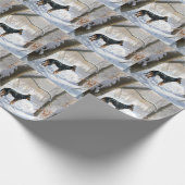 （犬）ドーベルマン・ピンシェルは雪のクリスマスを許す ラッピングペーパー (角)