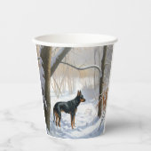 （犬）ドーベルマン・ピンシェルは雪のクリスマスを許す 紙コップ (正面)