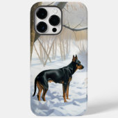 （犬）ドーベルマン・ピンシェルは雪のクリスマスを許す Case-Mate iPhoneケース (裏面)