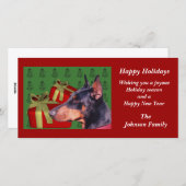 (犬)ドーベルマン・ピンシェルアニマルクリスマスホリデーカード シーズンカード (正面/裏面)