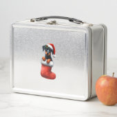 （犬）ドーベルマン・ピンシェルインソッククリスマスサンタハットクリスマス メタルランチボックス (インサイチュ)