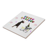 (犬)ドーベルマン・ピンシェルウィッシングハッピーニューイヤー2016 タイル (側面)