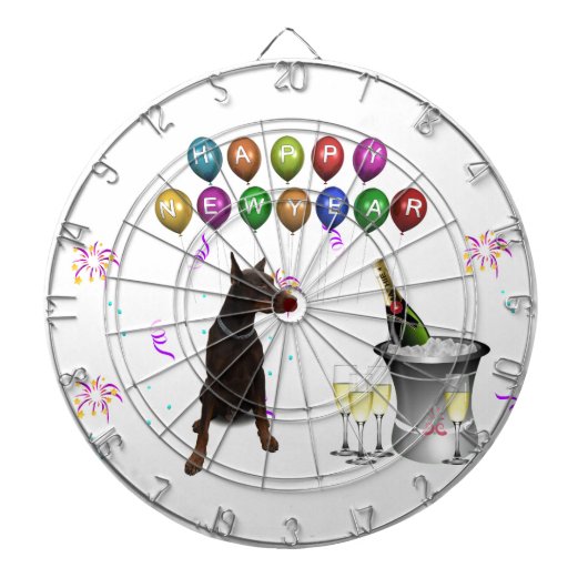 （犬）ドーベルマン・ピンシェルウィッシングハッピーニューイヤー2016 ダーツボード (正面)