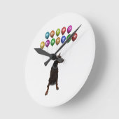 (犬)ドーベルマン・ピンシェルウィッシングハッピーニューイヤー2016 ラウンド壁時計 (傾斜)