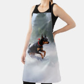 （犬）ドーベルマン・ピンシェルクリスマスの雪の冬 エプロン (インサイチュ)