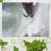 （犬）ドーベルマン・ピンシェルクリスマスの雪の冬 キッチンタオル (折り畳み)