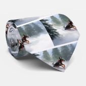 （犬）ドーベルマン・ピンシェルクリスマスの雪の冬 ネクタイ (ロール)