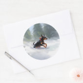 （犬）ドーベルマン・ピンシェルクリスマスの雪の冬 ラウンドシール (封筒)