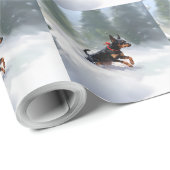 （犬）ドーベルマン・ピンシェルクリスマスの雪の冬 ラッピングペーパー (ロールコーナー)