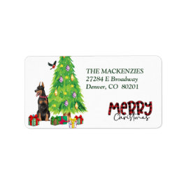 （犬）ドーベルマン・ピンシェルクリスマスツリー差出人住所 ラベル