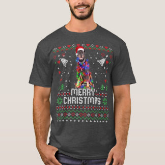 （犬）ドーベルマン・ピンシェルサンタハットドッグクリスマスツリーリグ Tシャツ