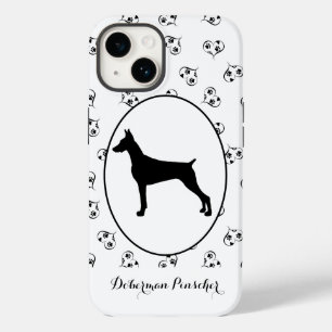 (犬)ドーベルマン・ピンシェルシルエットハートとポープリント Case-Mate iPhone 14ケース
