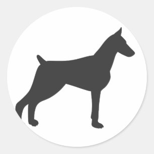 (犬)ドーベルマン・ピンシェルシルエット ラウンドシール