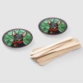 （犬）ドーベルマン・ピンシェルステンドグラスのクリスマス ハンドファン (組立なし)