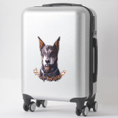 (犬)ドーベルマン・ピンシェルデカールドッグアートウィンドウステッカー シール (スーツケース)