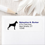 (犬)ドーベルマン・ピンシェルドッグシルエット差出人住所 ラベル (インサイチュ)