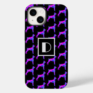 （犬）ドーベルマン・ピンシェルドッグピンクシルエットモノブラック Case-Mate iPhone 14ケース