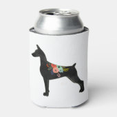 （犬）ドーベルマン・ピンシェルドッグブリードボホフローラシルエット 缶クーラー (缶正面)