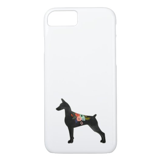 （犬）ドーベルマン・ピンシェルドッグブリードボホフローラシルエット Case-Mate iPhoneケース (裏面)