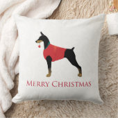 (犬)ドーベルマン・ピンシェルドッグメリークリスマスデザイン クッション (ブランケット)