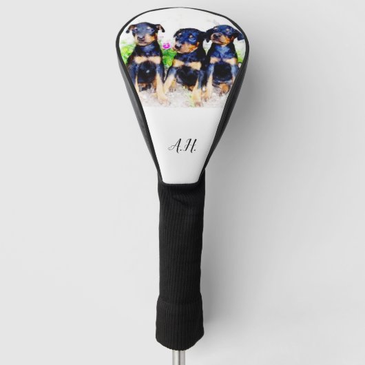 （犬）ドーベルマン・ピンシェルドッグモノグラムのゴルフヘッドカバー ゴルフヘッドカバー (正面)